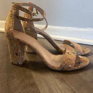 Multicolor Cork Hailey Sandal Heel